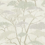 Confucius - Silver and Pearl | Greens Asian and Chinoiseries Wallpaper for Living Room, Entryway, and Hallway
