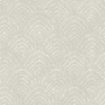 Confucius Scallop - Linen and Metallic Pearl | Warm Neutrals and Beiges Asian and Chinoiseries Wallpaper for Entryway, Accent Wall, and Hallway