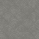 Confucius Scallop - Charcoal and Metallic Silver | Grays Asian and Chinoiseries Wallpaper for Accent Wall, Powder Room, and Nursery