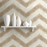 Hubble Chevron - Metallic Taupe and Ivory | Browns and Taupes Geometrics Wallpaper for Office, Accent Wall, and Dining Room