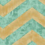 Hubble Chevron - Metallic Gold and Teal | Aquas and Teals Geometrics Wallpaper for Office, Accent Wall, and Bedroom
