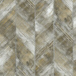 Hubble Chevron - Metallic Silver and Ebony | Silvers and Pewters Geometrics Wallpaper for Office, Accent Wall, and Kitchen