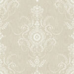 French Country Colette - Fog | Grays Damasks and Scrolls Wallpaper for Nursery, Dining Room, and Bedroom