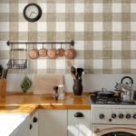 French Country Bebe - Oakwood | Browns and Taupes Plaids, Checks and Stripes Wallpaper for Hallway, Half Bath, and Bedroom