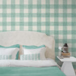 French Country Bebe - Warm Springs | Aquas and Teals Plaids, Checks and Stripes Wallpaper for Bedroom, Dining Room, and Hallway