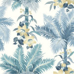 Copeland - Island Morning | Blues Florals, Botanicals and Tropicals Wallpaper for Kitchen, Nursery, and Entryway