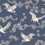 Akan - Dusk | Blues Animals, Birds and Insects Wallpaper for Kitchen, Half Bath, and Living Room