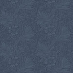 Marigold Tonal Floral - Prussian Blue | Blues Florals, Botanicals and Tropicals Wallpaper for Nursery, Dining Room, and Powder Room