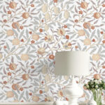 Pomegranate Botanical - Daydream Grey and Melon | Grays Trees and Leaves Wallpaper for Office, Dining Room, and Hallway