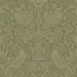 Tonal Aves Garden - Herb | Greens Damasks and Scrolls Wallpaper for Bedroom, Dining Room, and Hallway
