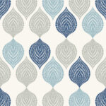Jammu - Wisteria Blue | Blues Medallions Wallpaper for Accent Wall, Dining Room, and Office