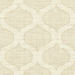 Casablanca Ogee with Textile Strings | Warm Neutrals and Beiges Damasks and Scrolls Wallpaper for Living Room, Accent Wall, and Entryway