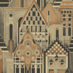 Art Deco Village | Coppers and Bronzes Architecturals Wallpaper for Accent Wall, Kitchen, and Office
