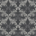 Skyline Damask | Blacks Damasks and Scrolls Wallpaper for Nursery, Bedroom, and Accent Wall