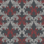 Skyline Damask | Reds Damasks and Scrolls Wallpaper for Bedroom, Nursery, and Hallway