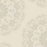 Aura Lace Medallion - Cream, Silver, and White | Warm Neutrals and Beiges Medallions Wallpaper for Powder Room, Hallway, and Nursery