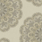 Aura Lace Medallion - Gold and Charcoal | Grays Medallions Wallpaper for Entryway, Bedroom, and Nursery
