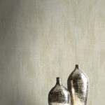 Aura Fleur-de-lis - Silver and Beige | Warm Neutrals and Beiges Medallions Wallpaper for Living Room, Hallway, and Office