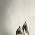 Aura Fleur-de-lis - Silver and Pearl | Warm Neutrals and Beiges Medallions Wallpaper for Office, Bedroom, and Dining Room