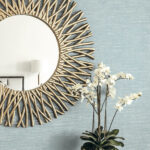Bark Texture - Metallic Sea Green | Aquas and Teals Textures Wallpaper for Accent Wall, Powder Room, and Hallway