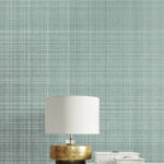 Crosshatch Linen - Metallic Sea Green | Greens Textures Wallpaper for Nursery, Office, and Hallway