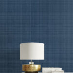 Crosshatch Linen - Metallic Storm Blue | Blues Textures Wallpaper for Bedroom, Nursery, and Office
