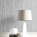 Birch - Metallic Silver and Charcoal | Silvers and Pewters Textures Wallpaper for Accent Wall, Kitchen, and Office