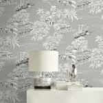 Charleston Toile | Grays Toiles Wallpaper for Living Room, Powder Room, and Nursery