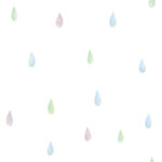Raindrops - Pink, Blue, and Green | Multicolors Children and Nursery Wallpaper for Kitchen, Office, and Half Bath