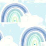 Rainbows - Blue and Green | Aquas and Teals Children and Nursery Wallpaper for Powder Room, Kitchen, and Living Room