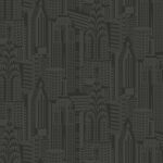 Manhattan Skyline - Midnight | Blacks Architecturals Wallpaper for Kitchen, Nursery, and Powder Room