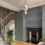 Dragonfly Damask - Mauve and Sage | Multicolors Damasks and Scrolls Wallpaper for Office, Kitchen, and Hallway