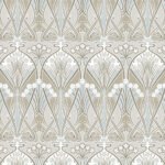 Dragonfly Damask - Soft Taupe and Blue Mist | Cool Neutrals Damasks and Scrolls Wallpaper for Kitchen, Powder Room, and Bedroom