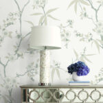 Asian Blossom - Morning | Whites and Off Whites Asian and Chinoiseries Wallpaper for Accent Wall, Dining Room, and Half Bath