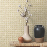 Mika - Sunkissed Wicker | Golds Bohemian Wallpaper for Entryway, Kitchen, and Bedroom