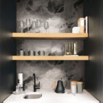 Notch Trowel Abstract - Grayscale | Grays Abstracts Wallpaper for Nursery, Powder Room, and Office