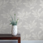 Paradise Leaves - Daydream Gray | Grays Florals, Botanicals and Tropicals Wallpaper for Living Room, Office, and Powder Room