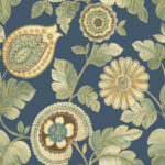 Calypso Paisley Leaf - Champlain and Rosemary | Blues Florals, Botanicals and Tropicals Wallpaper for Hallway, Kitchen, and Office