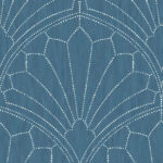 Scallop Medallion - Steel Blue and Ivory