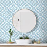 Talia - Breezy Blue | Blues Medallions Wallpaper for Hallway, Entryway, and Accent Wall