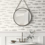 Bay - Silver Sea | Silvers and Pewters Nautical Wallpaper for Powder Room, Office, and Dining Room