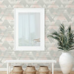 Lagom Triangles - Peppercorn | Grays Geometrics Wallpaper for Office, Accent Wall, and Dining Room