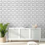 Locked In | Blacks Geometrics Wallpaper for Office, Accent Wall, and Dining Room