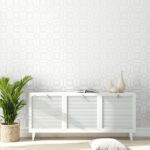 Locked In | Whites and Off Whites Geometrics Wallpaper for Office, Accent Wall, and Kitchen