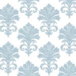 Coronation | Blues Damasks and Scrolls Wallpaper for Bedroom, Accent Wall, and Dining Room