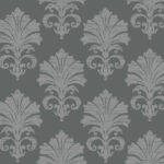 Coronation | Silvers and Pewters Damasks and Scrolls Wallpaper for Entryway, Living Room, and Nursery