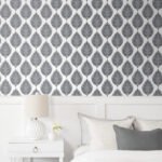 Jaipur Block Print | Blacks Trees and Leaves Wallpaper for Half Bath, Bedroom, and Entryway