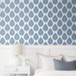 Jaipur Block Print | Blues Trees and Leaves Wallpaper for Powder Room, Office, and Dining Room
