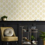 Jaipur Block Print | Yellows Trees and Leaves Wallpaper for Kitchen, Dining Room, and Powder Room