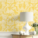 Spring Festival | Yellows Asian and Chinoiseries Wallpaper for Half Bath, Entryway, and Hallway